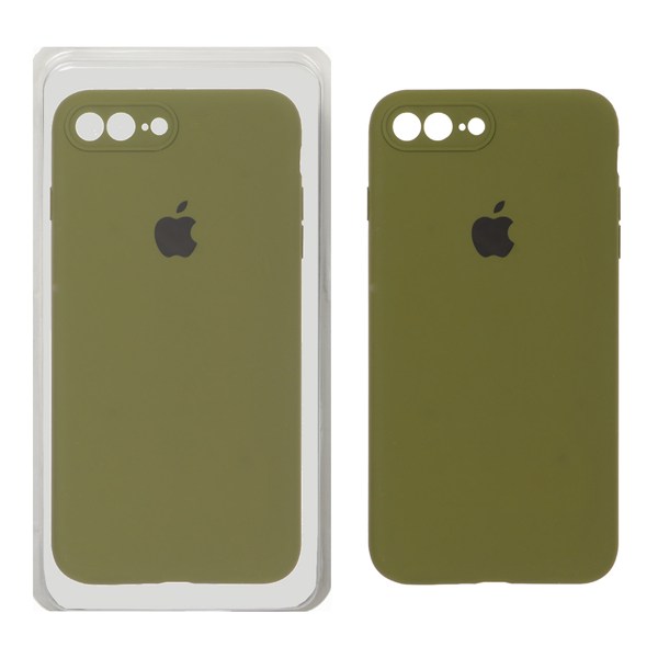 قاب سیلیکونی پاک کنی محافظ لنزدار اورجینال Apple iPhone 7 Plus / iPhone 8 Plus - سبز زیتونی (پک اصلی)