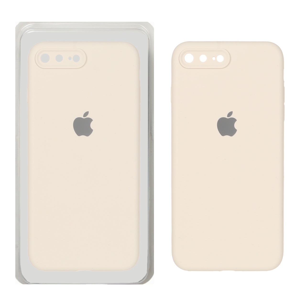 قاب سیلیکونی پاک کنی محافظ لنزدار اورجینال Apple iPhone 7 Plus / iPhone 8 Plus - کرم (پک اصلی)