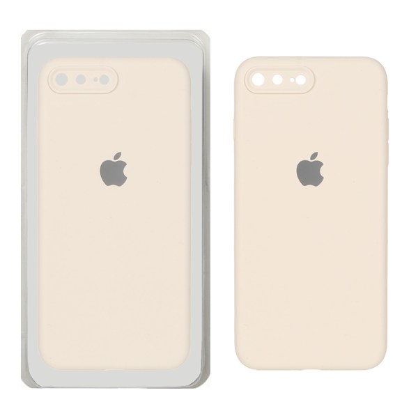 قاب سیلیکونی پاک کنی محافظ لنزدار اورجینال Apple iPhone 7 Plus / iPhone 8 Plus - کرم (پک اصلی)