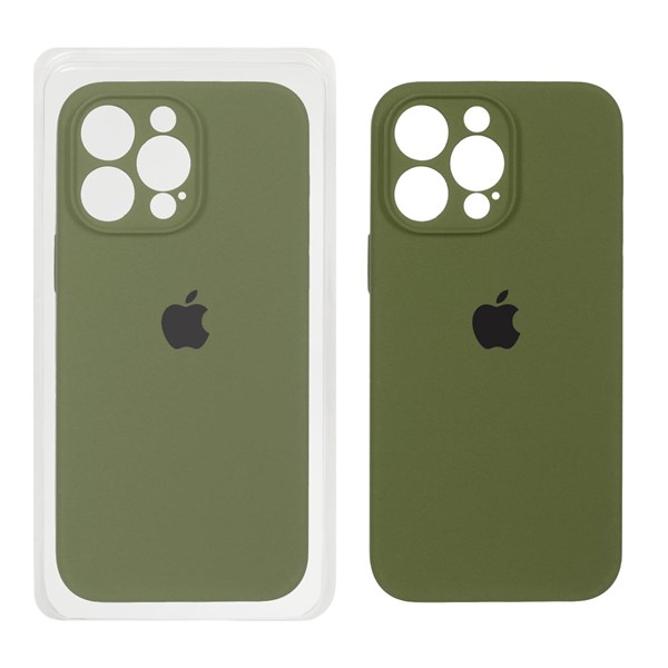 قاب سیلیکونی پاک کنی محافظ لنزدار اورجینال Apple iPhone 14 Pro Max - سبز زیتونی (پک اصلی)