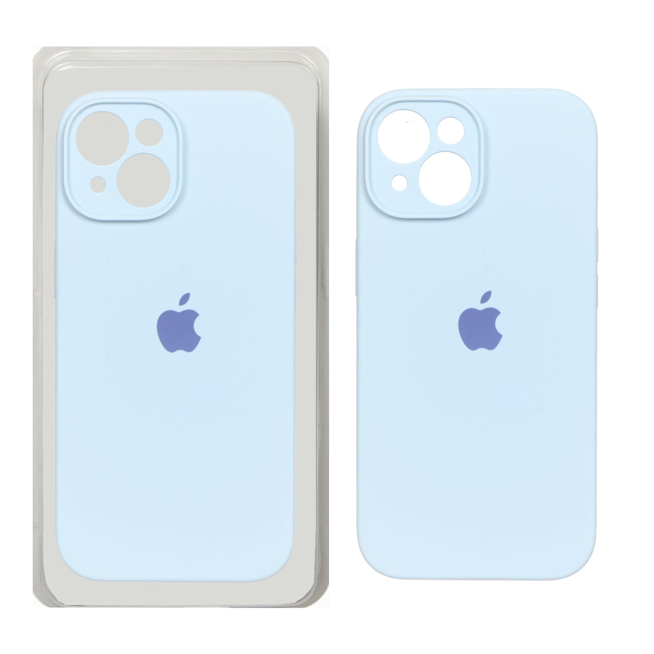 قاب سیلیکونی پاک کنی محافظ لنزدار اورجینال Apple iPhone 15 - آبی آسمانی (پک اصلی)