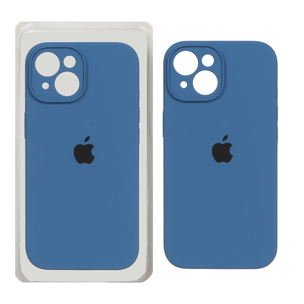 قاب سیلیکونی پاک کنی محافظ لنزدار اورجینال Apple iPhone 15 - آبی تیره (پک اصلی)