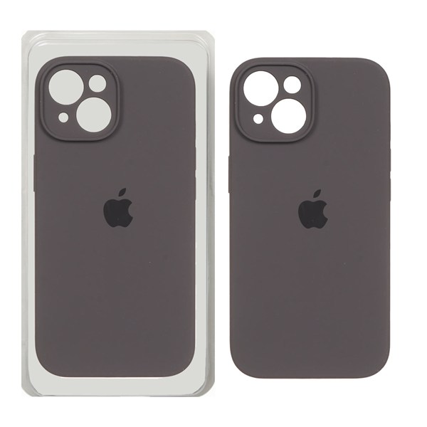 قاب سیلیکونی پاک کنی محافظ لنزدار اورجینال Apple iPhone 15 - ذغالی (پک اصلی)