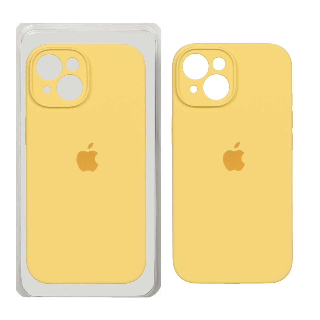قاب سیلیکونی پاک کنی محافظ لنزدار اورجینال Apple iPhone 15 - زرد (پک اصلی)