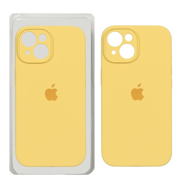 قاب سیلیکونی پاک کنی محافظ لنزدار اورجینال Apple iPhone 15 - زرد (پک اصلی)