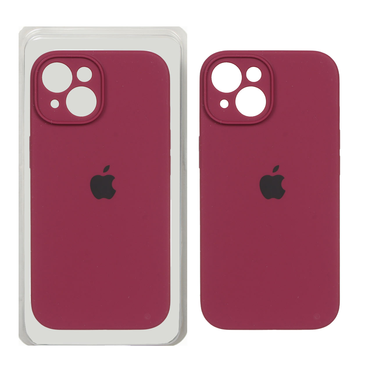 قاب سیلیکونی پاک کنی محافظ لنزدار اورجینال Apple iPhone 15 - زرشکی (پک اصلی)