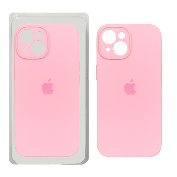 قاب سیلیکونی پاک کنی محافظ لنزدار اورجینال Apple iPhone 15 - صورتی (پک اصلی)