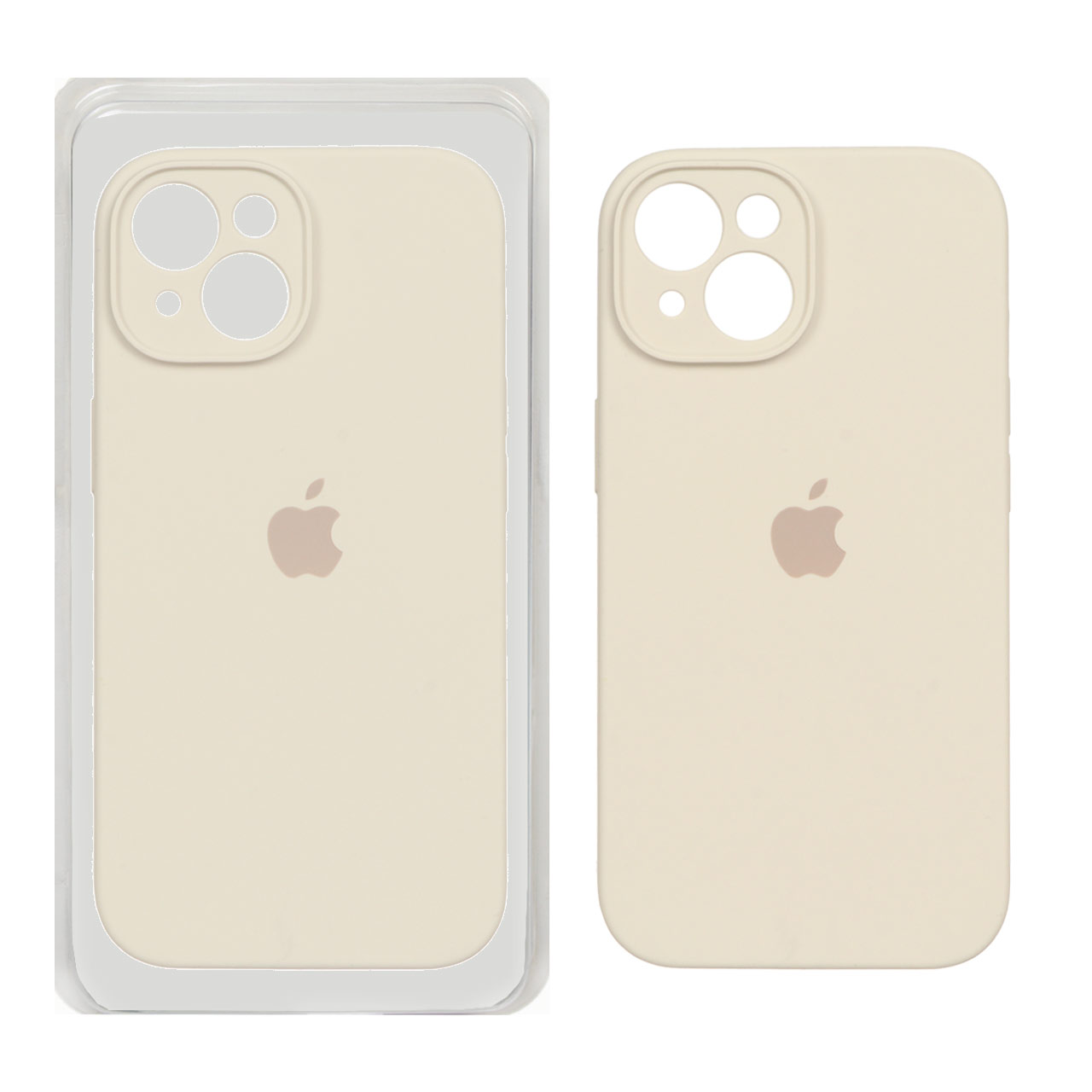 قاب سیلیکونی پاک کنی محافظ لنزدار اورجینال Apple iPhone 15 - کرم (پک اصلی)