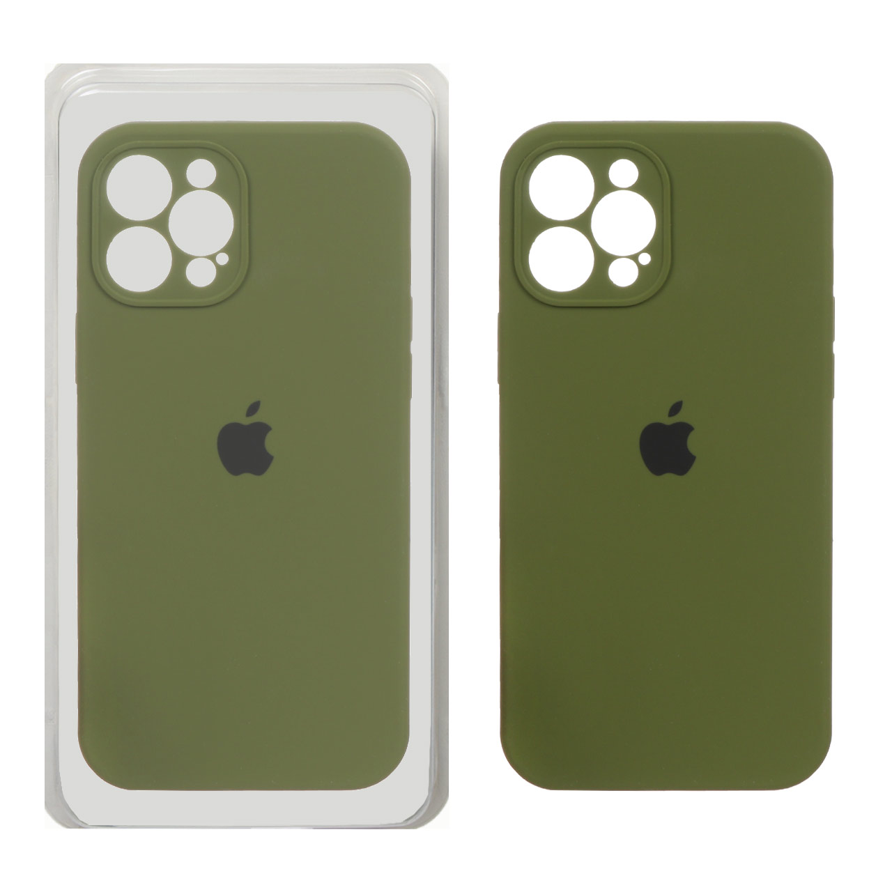 قاب سیلیکونی پاک کنی محافظ لنزدار اورجینال Apple iPhone 12 Pro Max - سبز زیتونی (پک اصلی)
