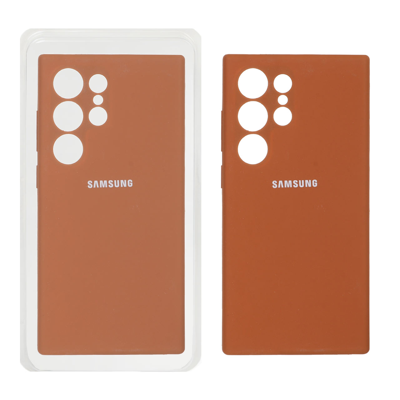 قاب سیلیکونی پاک کنی محافظ لنزدار اورجینال Samsung Galaxy S24 Ultra - قهوه ای (پک اصلی)