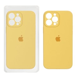 قاب سیلیکونی پاک کنی محافظ لنزدار اورجینال Apple iPhone 13 Pro Max - زرد (پک اصلی)