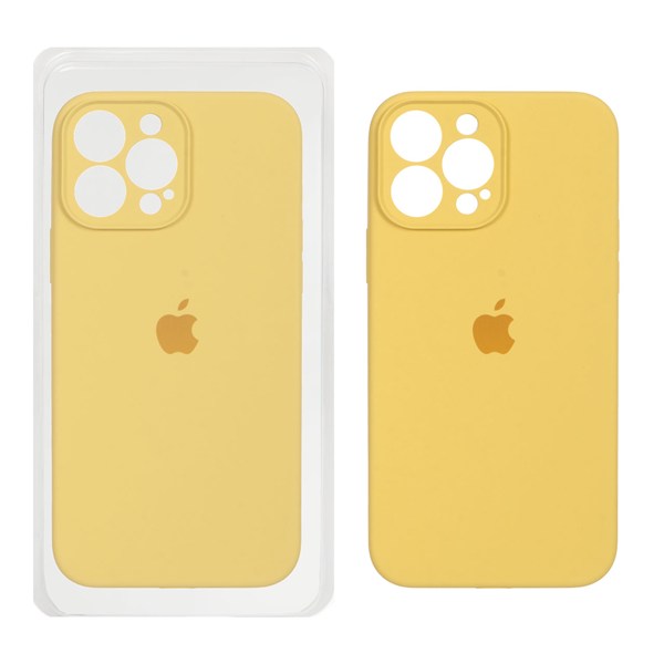 قاب سیلیکونی پاک کنی محافظ لنزدار اورجینال Apple iPhone 13 Pro Max - زرد (پک اصلی)