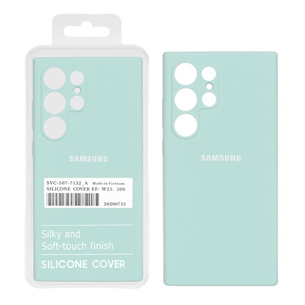 قاب سیلیکونی پاک کنی اورجینال درجه یک Samsung Galaxy S24 Ultra - سبز روشن (پک دار)