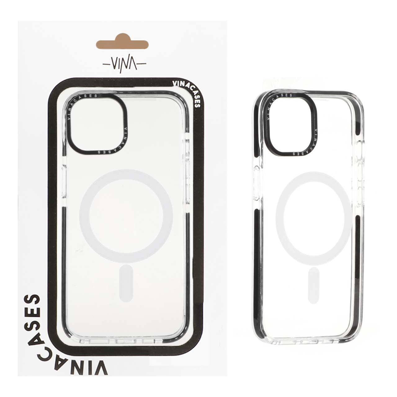 قاب اورجینال Vina شفاف Magsafe مدل Apple iPhone 13 / iPhone 14 - مشکی (پک دار) - VIN