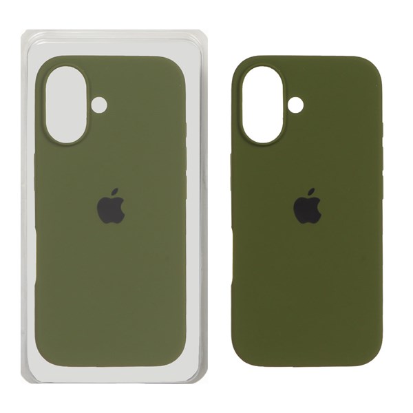 قاب سیلیکونی پاک کنی اورجینال Apple iPhone 16 - سبز زیتونی (پک اصلی)