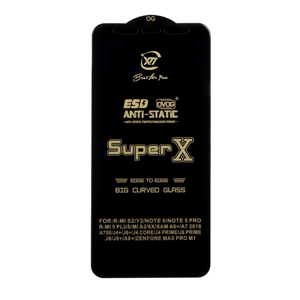 محافظ صفحه نمایش آنتی استاتیک Full Cover Super X مدل Samsung A750 / J4 Plus / J6 Plus / J4 Core / A7 2018 - مشکی (بدون پک)