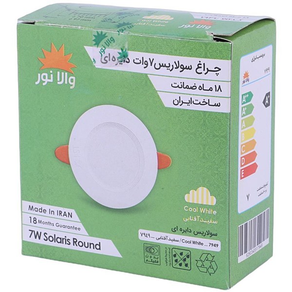 پنل بک لایت توکار گرد 7 وات والانور سولاریس