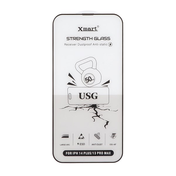 محافظ صفحه نمایش شیشه ای اورجینال Full Cover XMART Anti Static USG مدل Apple iPhone 13 Pro Max