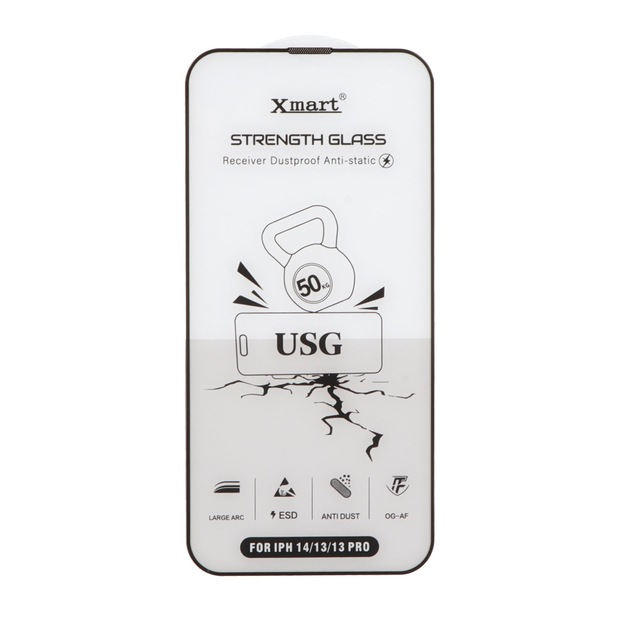 محافظ صفحه نمایش شیشه ای اورجینال Full Cover XMART Anti Static USG مدل Apple iPhone 13 / iPhone 13 Pro / iPhone 14 / 16e
