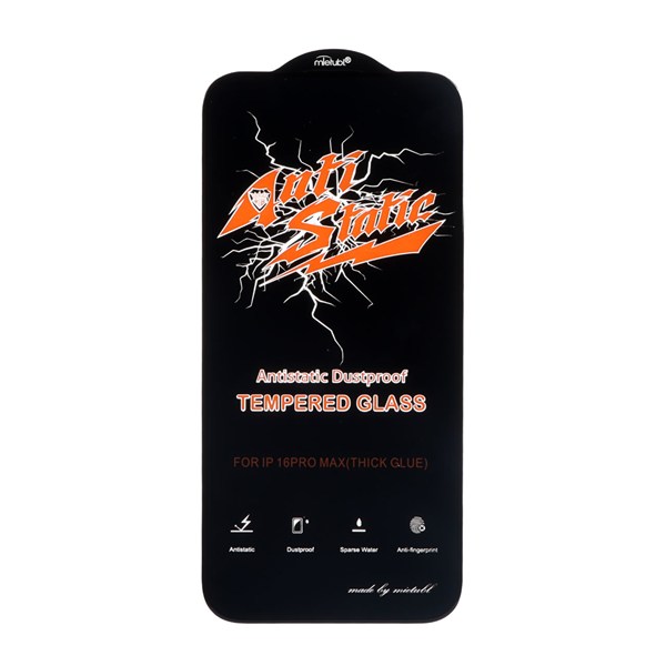 محافظ صفحه نمایش شیشه ای  Full Cover Anti Static Mietubl مدل Apple iPhone 16 Pro Max - مشکی (بدون پک)