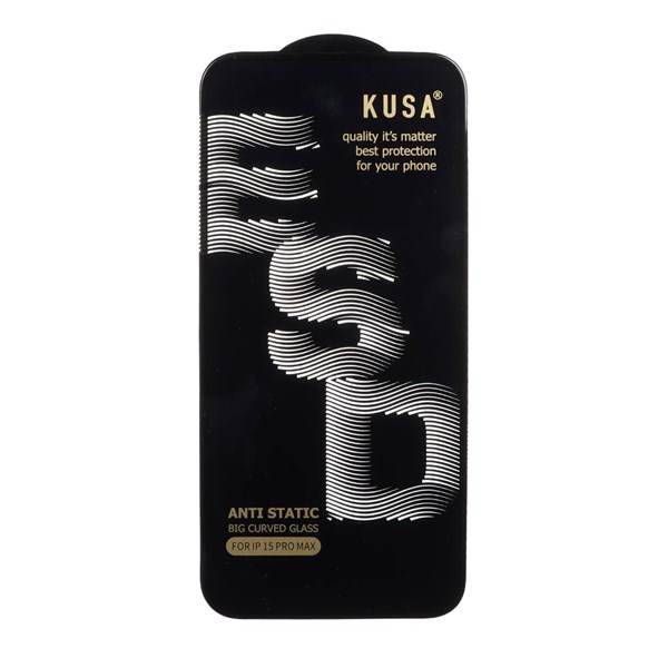 محافظ صفحه نمایش شیشه ای Full Cover Kusa Anti Static ESD مدل Apple iphone 15 Pro Max