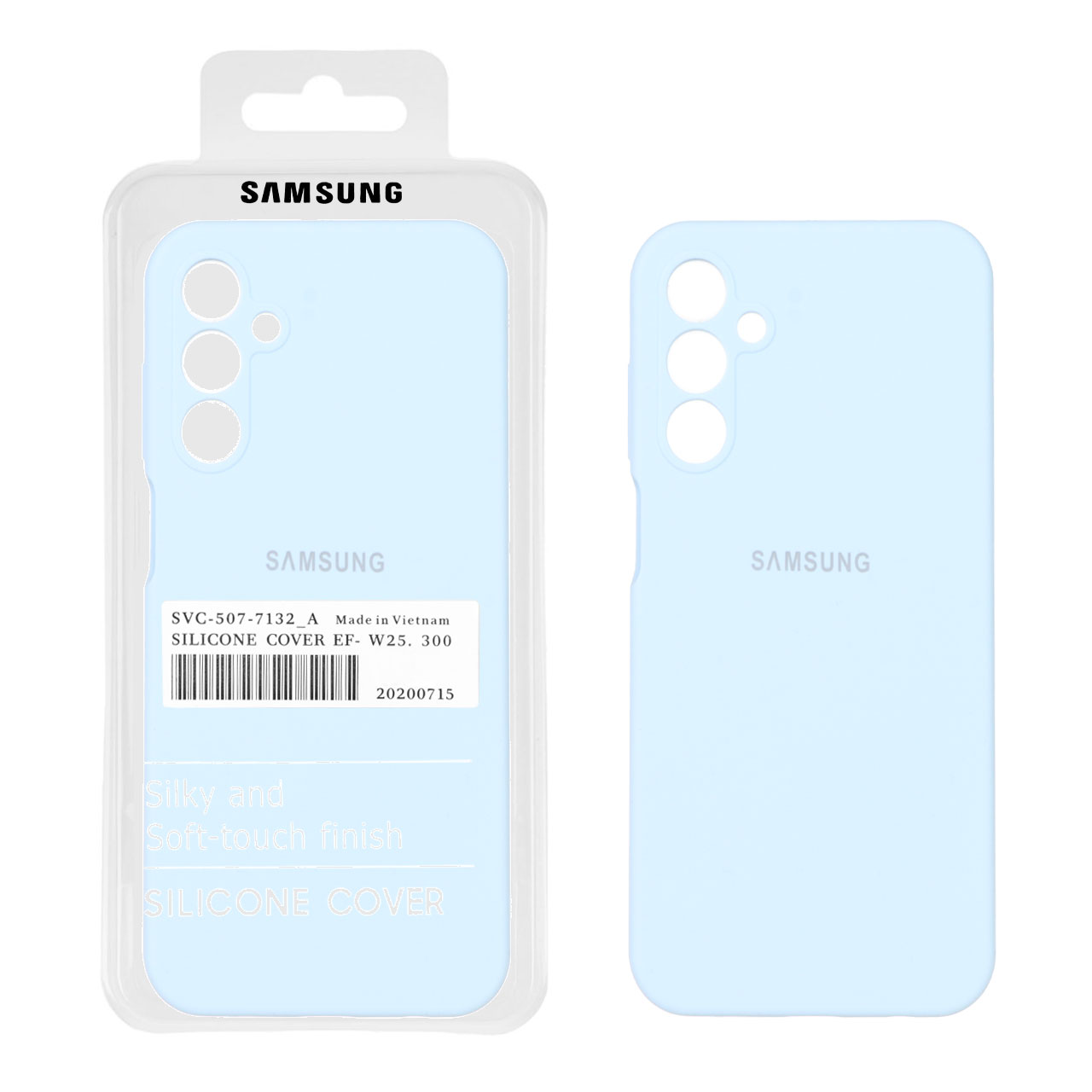 قاب سیلیکونی پاک کنی اورجینال درجه یک Samsung Galaxy A15 - آبی آسمانی (پک دار)