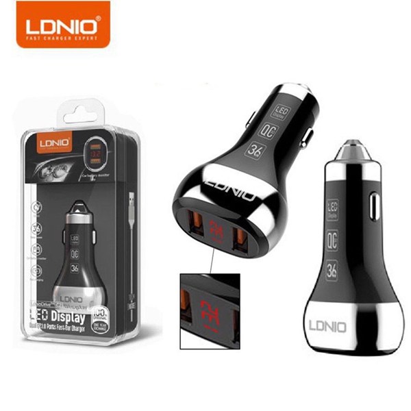 شارژر فندکی 18 وات الدینیو C2 + کابل تایپ سی