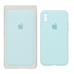 قاب سیلیکونی پاک کنی محافظ لنزدار اورجینال Apple iPhone X / iPhone XS - سبزآبی (پک اصلی)