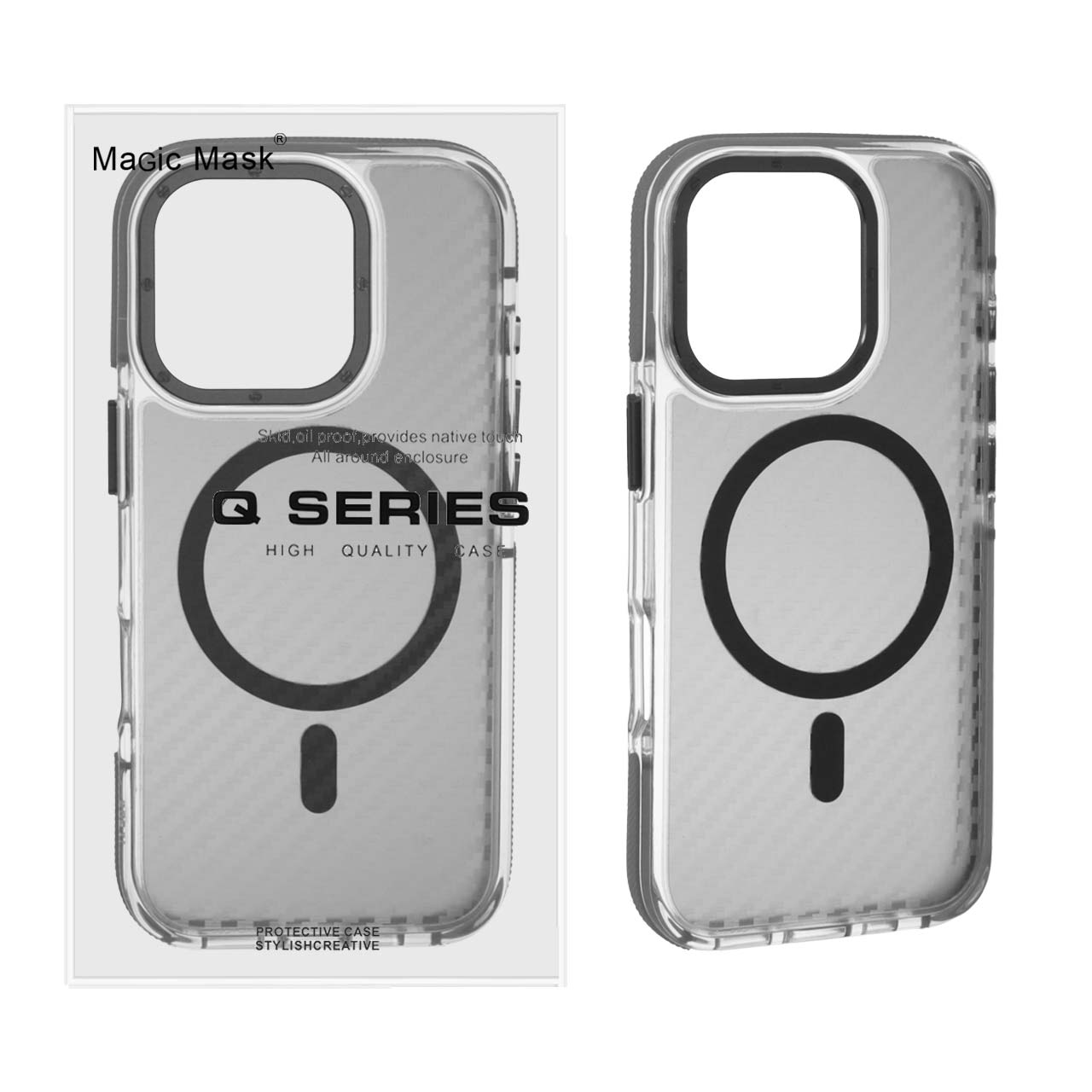 قاب اورجینال Q Series پشت کربن MagSafe مدل Apple iPhone 16 Pro - خاکستری (پک دار)