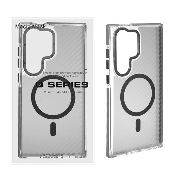 قاب اورجینال Q Series پشت کربن MagSafe مدل Samsung Galaxy S24 Ultra - خاکستری (پک دار)
