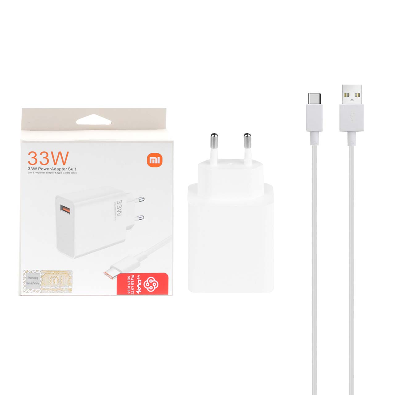 شارژر دیواری 33W فست تک پورت Xiaomi مدل MDY-11-EZ به همراه کابل شارژ Type-C - سفید (گارانتی پارتیان پایا) درجه یک