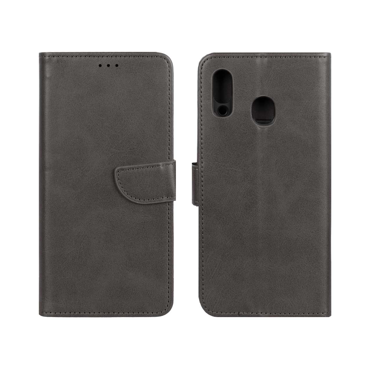 کیف چرمی موبایل مگنتی Samsung Galaxy A30 / A20 - خاکستری