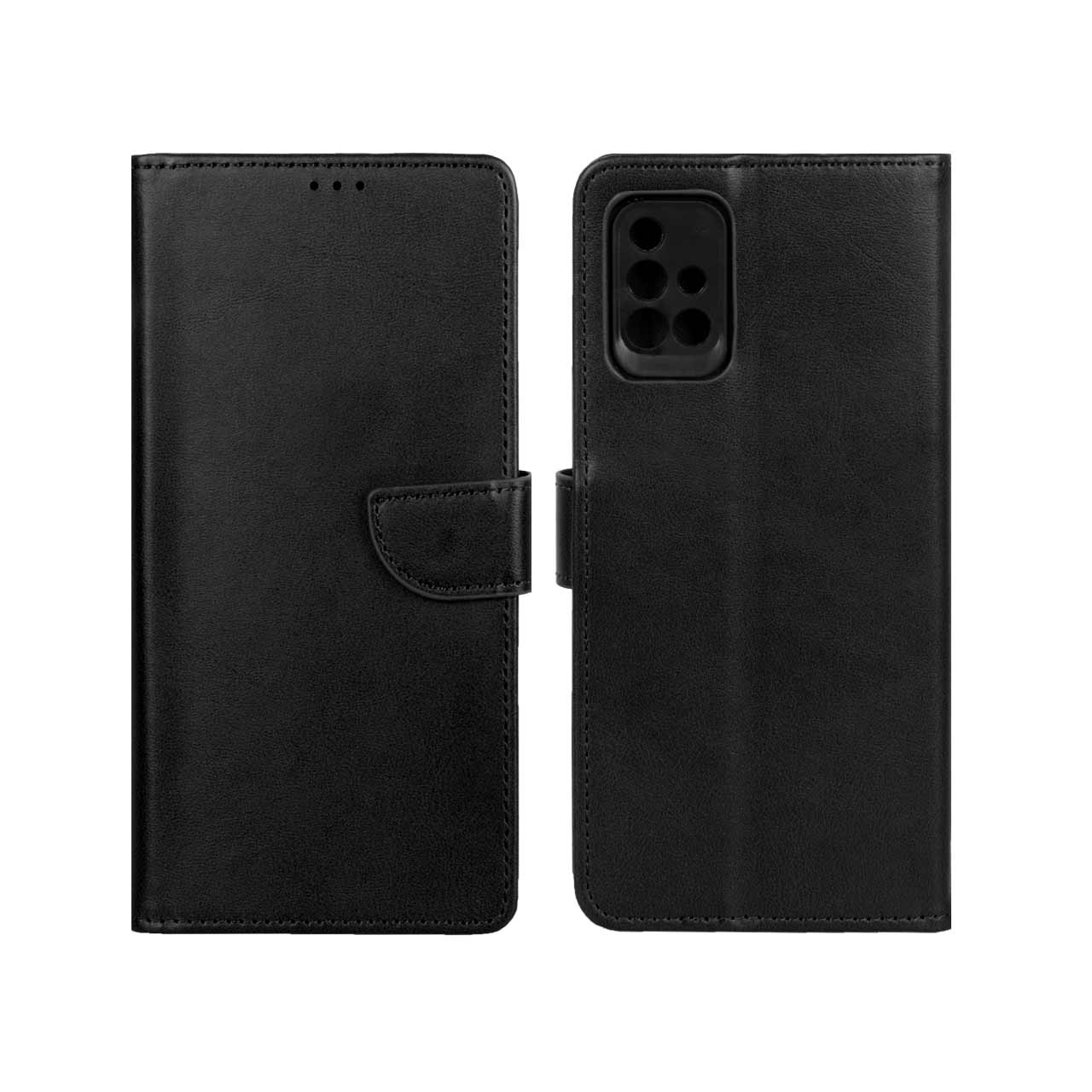 کیف چرمی موبایل مگنتی محافظ لنزدار Samsung Galaxy A71 - مشکی
