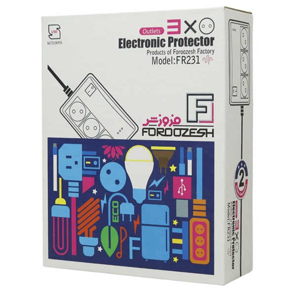 محافظ برق یخچال و فریزر 3 خانه فروزش FR231 با کابل 1٫8 متری