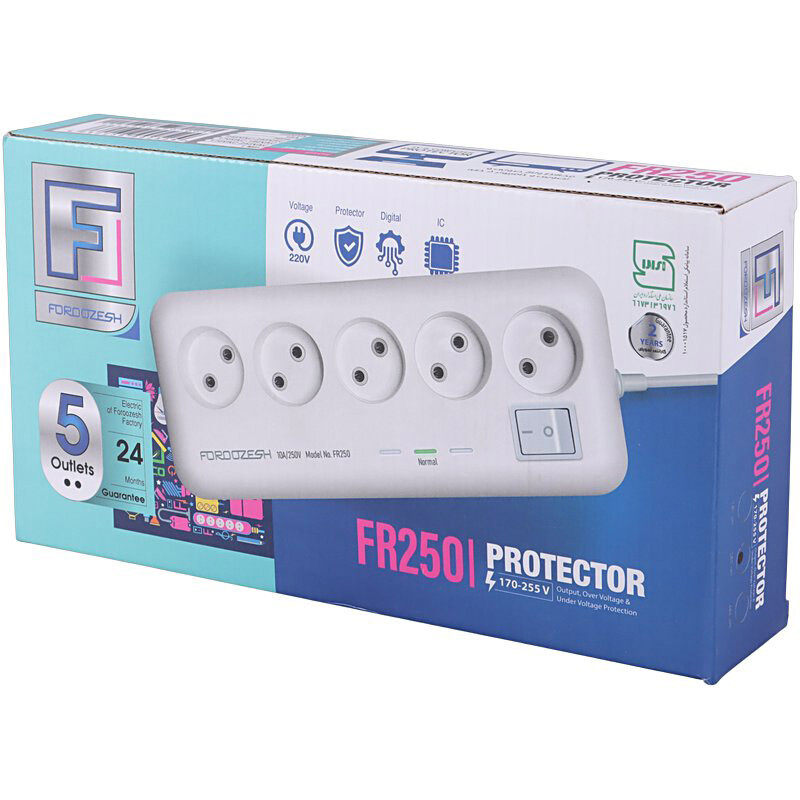 محافظ برق صوتی تصویری 5 خانه فروزش FR250 با کابل 2.8 متری