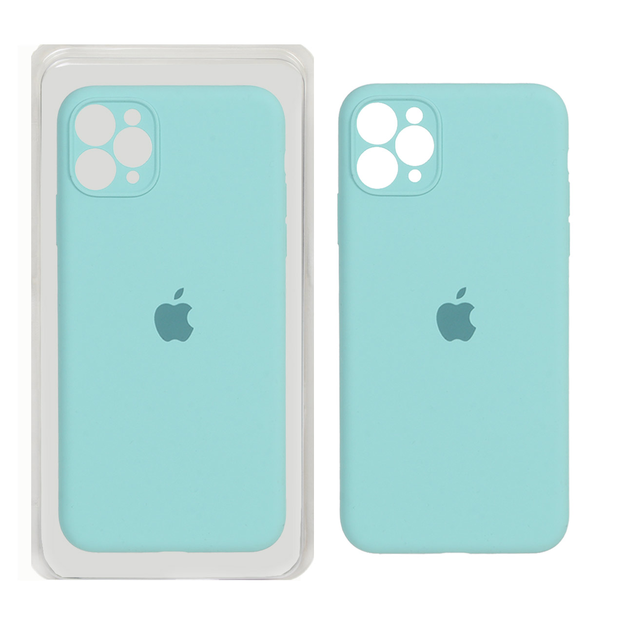 قاب سیلیکونی پاک کنی محافظ لنزدار اورجینال Apple iPhone 11 Pro Max - سبز آبی ( پک اصلی)