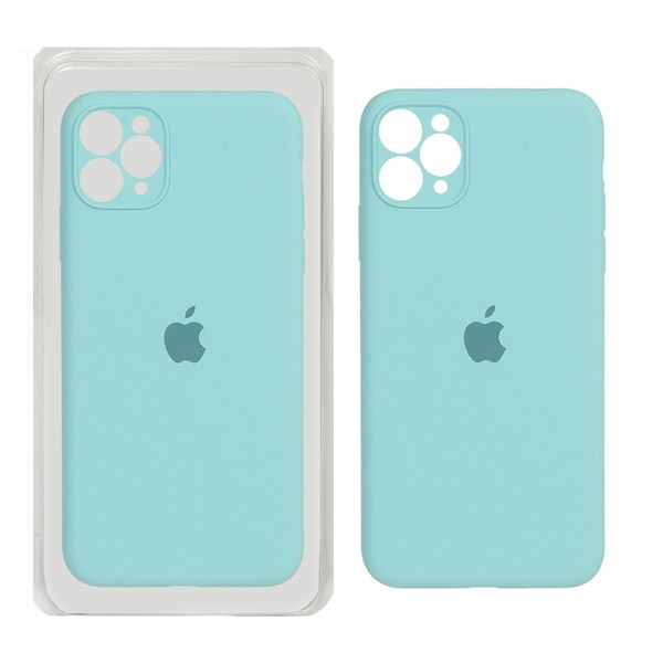 قاب سیلیکونی پاک کنی محافظ لنزدار اورجینال Apple iPhone 11 Pro Max - سبز آبی ( پک اصلی)