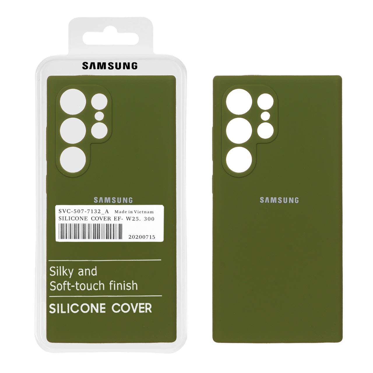 قاب سیلیکونی پاک کنی اورجینال درجه یک Samsung Galaxy S24 Ultra - سبز زیتونی (پک دار)