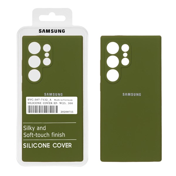 قاب سیلیکونی پاک کنی اورجینال درجه یک Samsung Galaxy S24 Ultra - سبز زیتونی (پک دار)