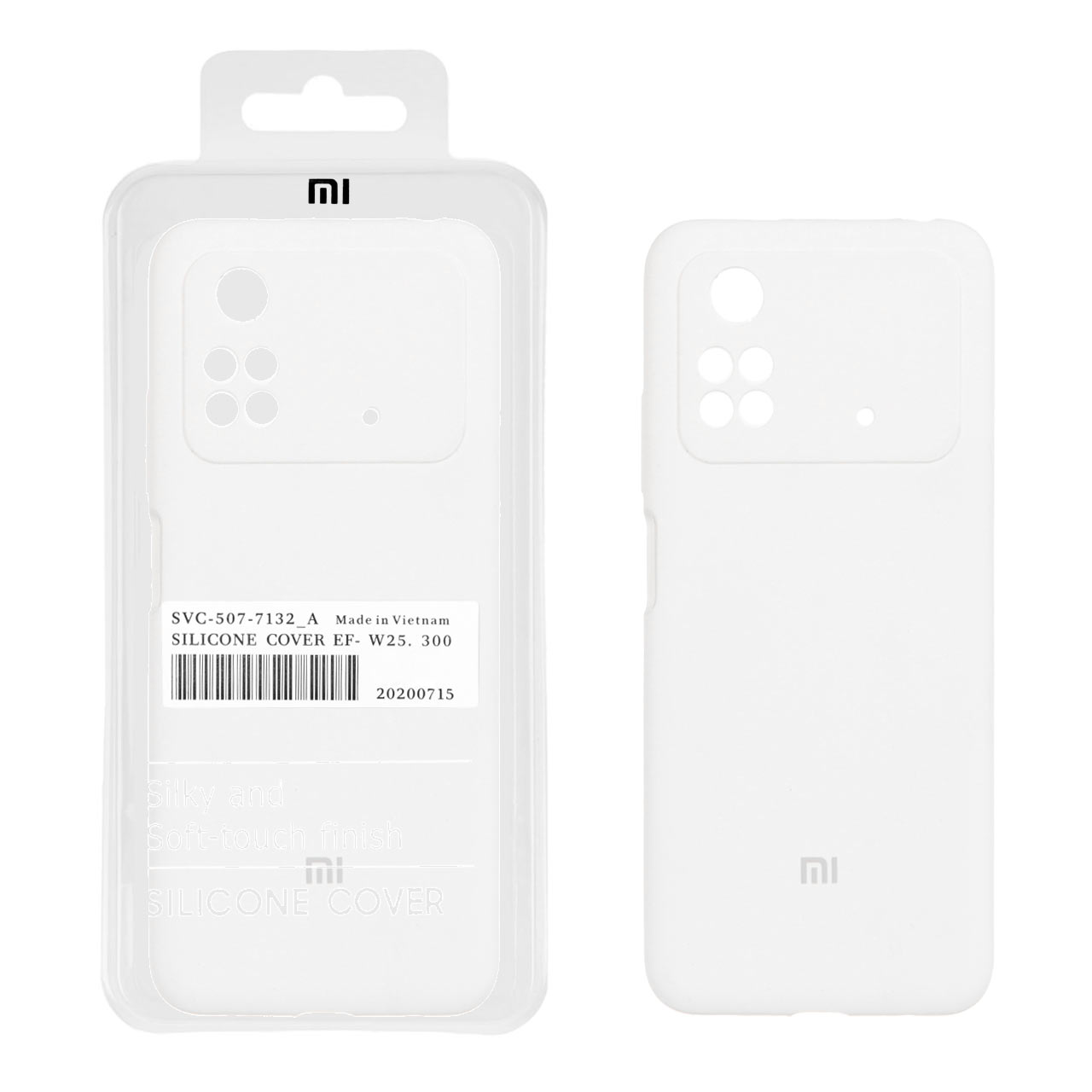 قاب سیلیکونی پاک کنی اورجینال درجه یک Xiaomi Poco M4 Pro 4G - سفید (پک دار)