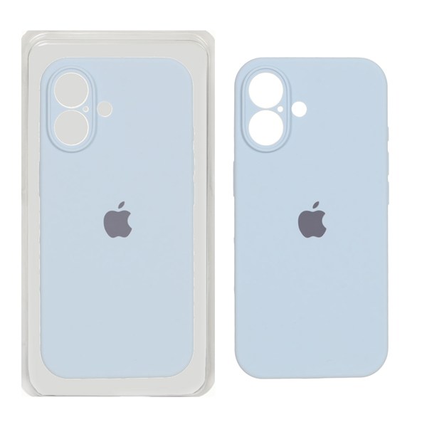 قاب سیلیکونی پاک کنی محافظ لنزدار اورجینال Apple iPhone 16 - آبی روشن (پک اصلی)