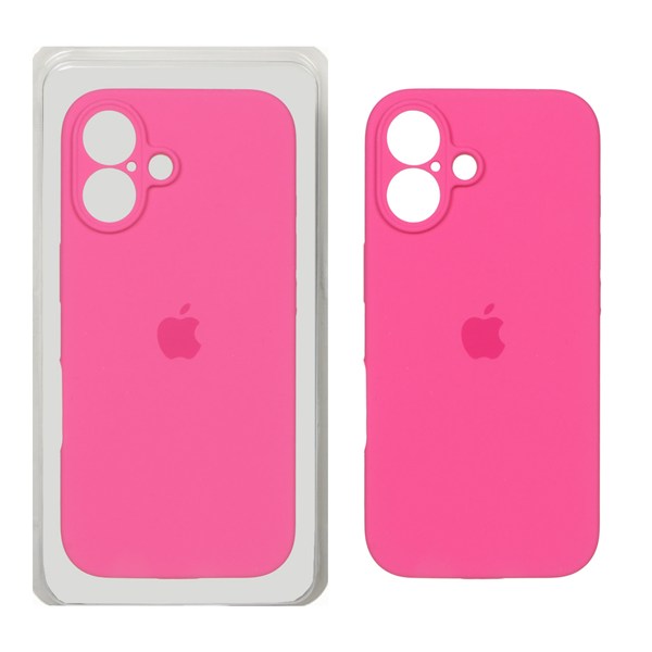 قاب سیلیکونی پاک کنی محافظ لنزدار اورجینال Apple iPhone 16 - سرخابی (پک اصلی)