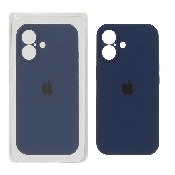 قاب سیلیکونی پاک کنی محافظ لنزدار اورجینال Apple iPhone 16 - سرمه ای (پک اصلی)