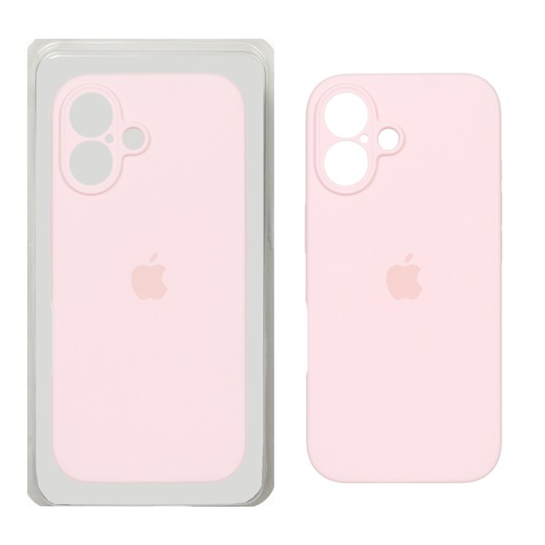 قاب سیلیکونی پاک کنی محافظ لنزدار اورجینال Apple iPhone 16 - صورتی روشن (پک اصلی)