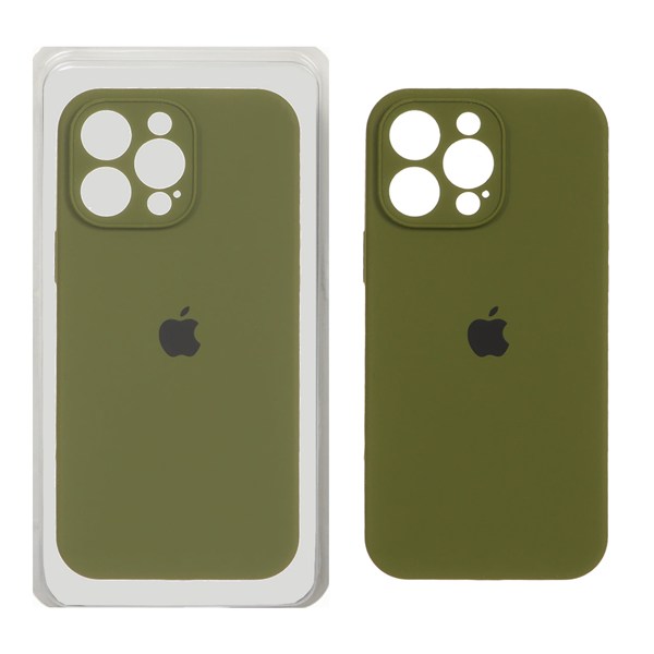 قاب سیلیکونی پاک کنی محافظ لنزدار اورجینال Apple iPhone 16 Pro Max - سبز زیتونی (پک اصلی)