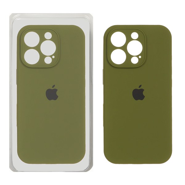 قاب سیلیکونی پاک کنی محافظ لنزدار اورجینال Apple iPhone 16 Pro - سبز زیتونی (پک اصلی)