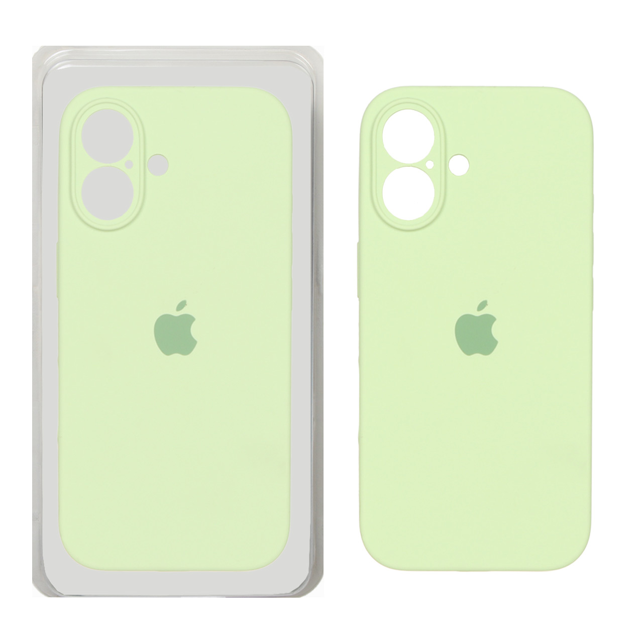 قاب سیلیکونی پاک کنی محافظ لنزدار اورجینال Apple iPhone 16 - سبز مغز پسته ای (پک اصلی)