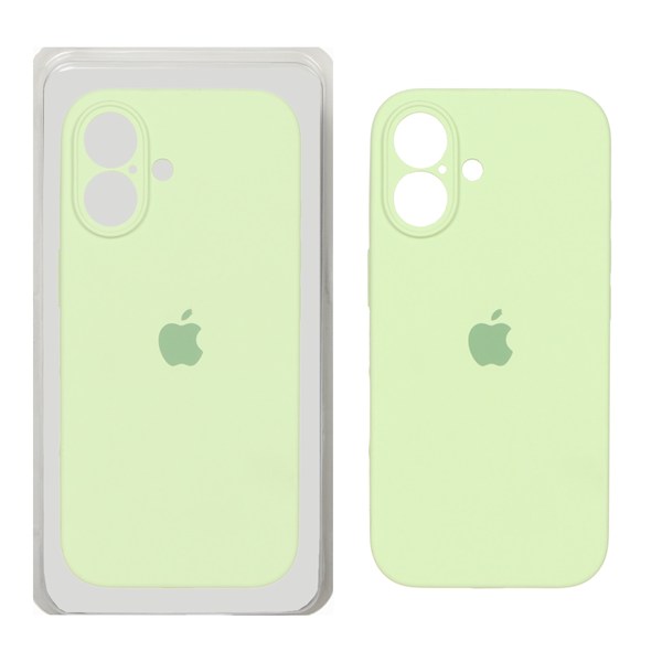 قاب سیلیکونی پاک کنی محافظ لنزدار اورجینال Apple iPhone 16 - سبز مغز پسته ای (پک اصلی)