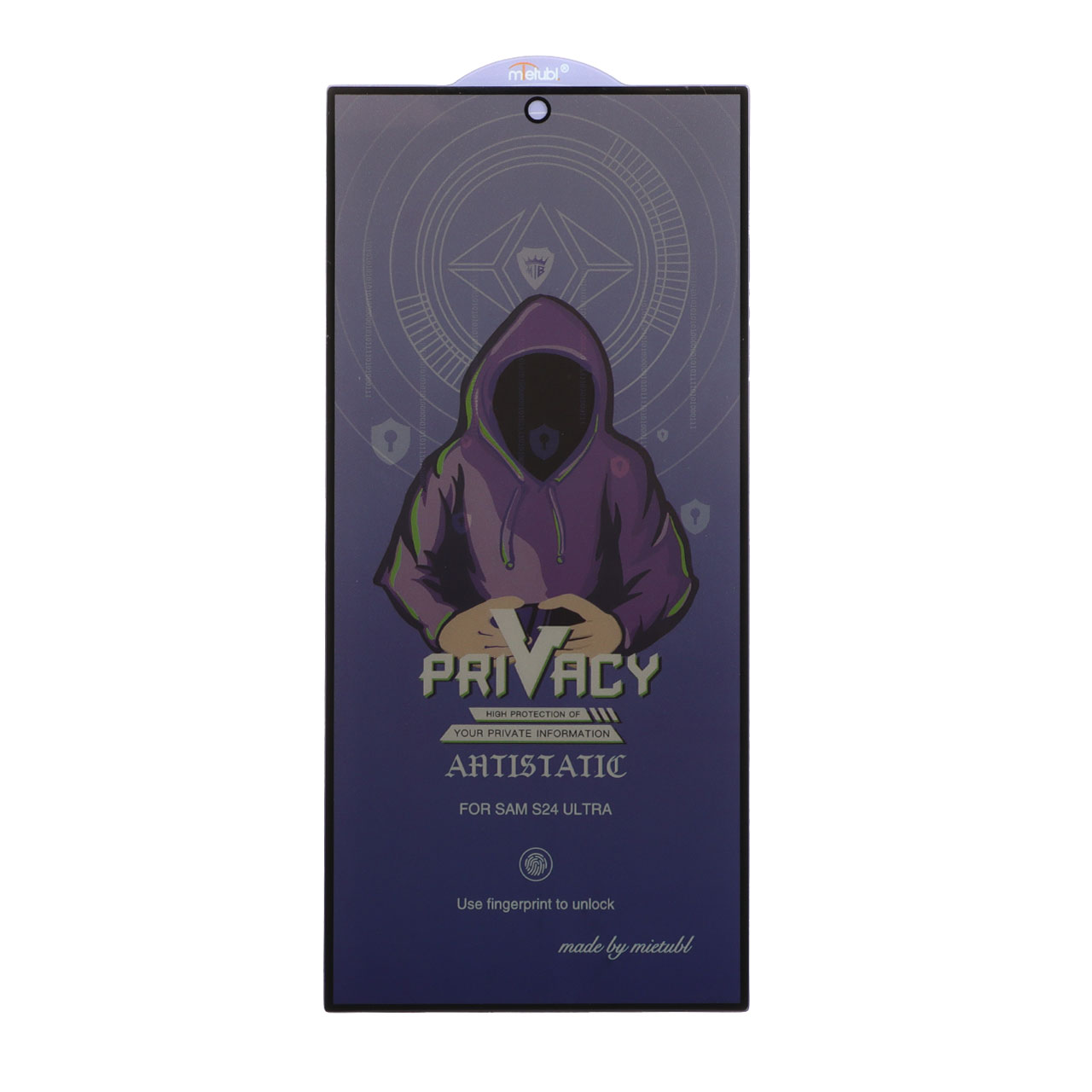 محافظ صفحه نمایش شیشه ای Full Cover Mietubl Anti Static Privacy مدل Samsung Galaxy S24 Ultra