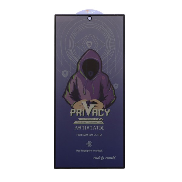 محافظ صفحه نمایش شیشه ای Full Cover Mietubl Anti Static Privacy مدل Samsung Galaxy S24 Ultra